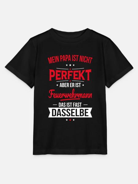 Mein Papa ist nicht perfekt - Feuerwehrmann - Stanley/Stella T-shirt MINI CREATOR til børn - sort