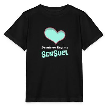 JE SUIS AU RÉGIME SENSUEL ! (amour, love) - T-shirt bio MINI CREATOR Stanley/Stella Enfant - noir - Devant - Mikhail (115cm)