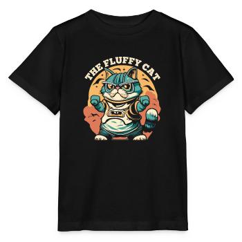 Die flauschige Katze - Stanley/Stella Kinder T-Shirt MINI CREATOR  - Schwarz - Vorne - Mikhail (115cm)