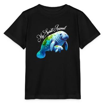 Seekuh mit Kalb mein Spirit Animal - Stanley/Stella Kinder T-Shirt MINI CREATOR  - Schwarz - Vorne - Mikhail (115cm)