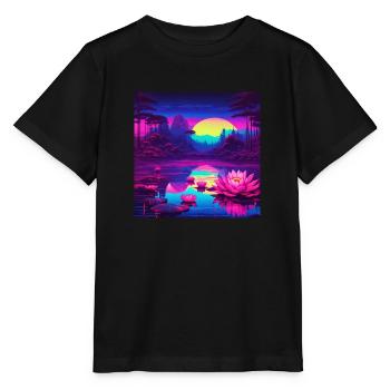 Water lilies on the lake - Stanley/Stella MINI CREATOR Kids’ T-Shirt - black - Front - Mikhail (115cm)