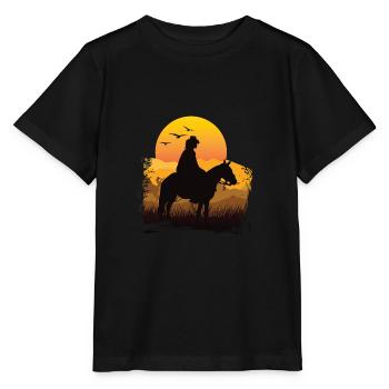 T-shirt vintage rétro équitation soleil - T-shirt bio MINI CREATOR Stanley/Stella Enfant - noir - Devant - Mikhail (115cm)