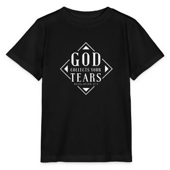 God dries your tears - Christian gift - Stanley/Stella MINI CREATOR Kids’ T-Shirt - black - Front - Mikhail (115cm)