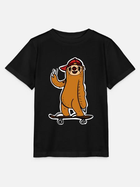 Skateboard Faultier - Stanley/Stella Kinder T-Shirt MINI CREATOR - Schwarz