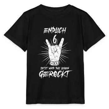 ENDLICH 6 - 6. Geburtstag - Stanley/Stella Kinder T-Shirt MINI CREATOR  - Schwarz - Vorne - Mikhail (115cm)