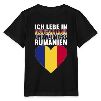 Rumänien Rumänische Flagge - Stanley/Stella Kinder T-Shirt MINI CREATOR  - Schwarz - Vorne - Mikhail (115cm)