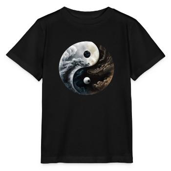 Ying Yang Motiv - Stanley/Stella Kinder T-Shirt MINI CREATOR  - Schwarz - Vorne - Mikhail (115cm)