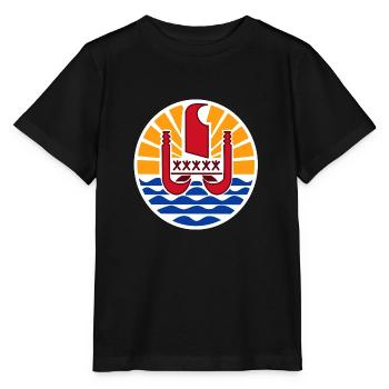 Nationalwappen von Französisch-Polynesien - Stanley/Stella Kinder T-Shirt MINI CREATOR  - Schwarz - Vorne - Mikhail (115cm)