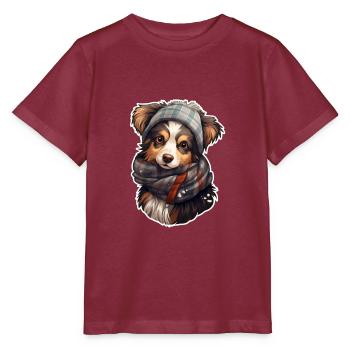 Goldener Winterzauber mit dem eingepackten Hund - Stanley/Stella Kinder T-Shirt MINI CREATOR  - Burgunderrot - Vorne - Kain (125cm)