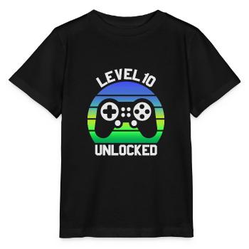 Niveau 10 débloqué, 10e anniversaire garçon, 10 ans - T-shirt bio MINI CREATOR Stanley/Stella Enfant - noir - Devant - Mikhail (115cm)