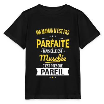 Ma maman n'est pas parfaite - Musclée - T-shirt bio MINI CREATOR Stanley/Stella Enfant - noir - Devant - Mikhail (115cm)