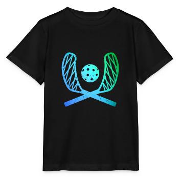 Floorball Racket Floorball Player - Stanley/Stella MINI CREATOR Kids’ T-Shirt - black - Front - Mikhail (115cm)