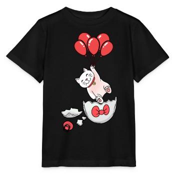 Cat Birth Baby Balloons Eggshell Hatch - Stanley/Stella MINI CREATOR Kids’ T-Shirt - black - Front - Mikhail (115cm)