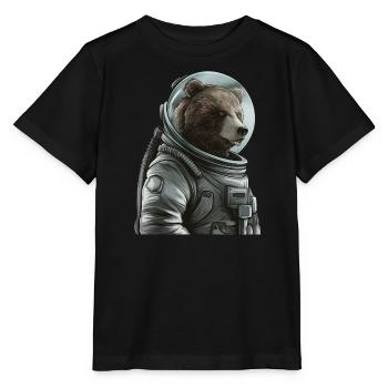 Nachdenklicher Braunbär Astronaut - Stanley/Stella Kinder T-Shirt MINI CREATOR  - Schwarz - Vorne - Mikhail (115cm)