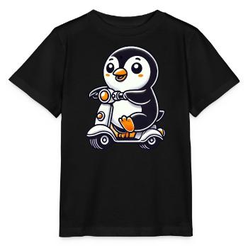 Fantaisiste pingouin scooter mobylette drôle drôle - T-shirt bio MINI CREATOR Stanley/Stella Enfant - noir - Devant - Mikhail (115cm)