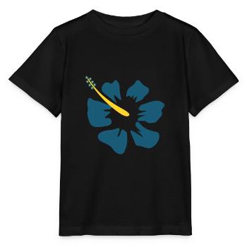 Hibiscus. blue hibiscus flower - Stanley/Stella MINI CREATOR Kids’ T-Shirt - black - Front - Mikhail (115cm)