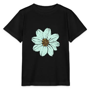 Flower, light blue, blue flower - Stanley/Stella MINI CREATOR Kids’ T-Shirt - black - Front - Mikhail (115cm)