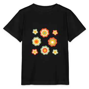 70er Jahre Blume Muster - Stanley/Stella Kinder T-Shirt MINI CREATOR  - Schwarz - Vorne - Mikhail (115cm)