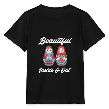 Beautiful Inside & Out Matrjoschka Babuschka - Stanley/Stella Kinder T-Shirt MINI CREATOR  - Schwarz - Vorne - Mikhail (115cm)