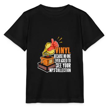 Vinyl, weil niemand deine MP3-Sammlung sehen will - Stanley/Stella Kinder T-Shirt MINI CREATOR  - Schwarz - Vorne - Mikhail (115cm)
