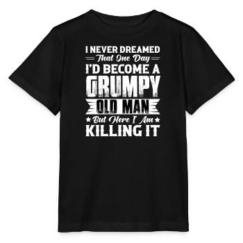 Grim old man Grandpa Griesgram Spiteful grandfather - Stanley/Stella MINI CREATOR Kids’ T-Shirt - black - Front - Mikhail (115cm)