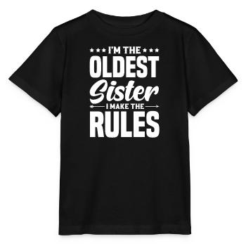 Je suis la sœur aînée je fais les règles - T-shirt bio MINI CREATOR Stanley/Stella Enfant - noir - Devant - Mikhail (115cm)