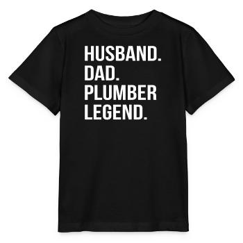 Chauffagiste Père Mari Plombier à gaz sanitaire - T-shirt bio MINI CREATOR Stanley/Stella Enfant - noir - Devant - Mikhail (115cm)
