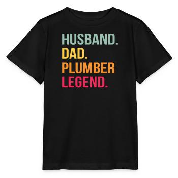 Chauffagiste Père Mari Plombier à gaz sanitaire - T-shirt bio MINI CREATOR Stanley/Stella Enfant - noir - Devant - Mikhail (115cm)