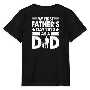 Papa 2023 Zukünftiger Vater Geschenkidee - Stanley/Stella Kinder T-Shirt MINI CREATOR  - Schwarz - Vorne - Mikhail (115cm)