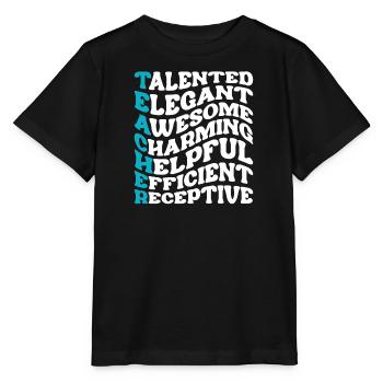 SUPER TEACHER POWER TEACHER POWER DICTONS MOTIF - T-shirt bio MINI CREATOR Stanley/Stella Enfant - noir - Devant - Mikhail (115cm)