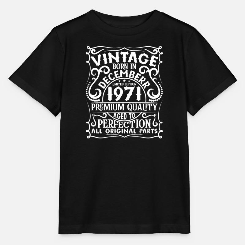 Limitowane grudzień 1971 Retro urodziny - Koszulka dziecięca Stanley/Stella MINI CREATOR  - czarny