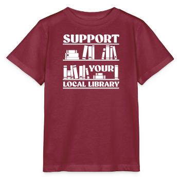 Library Librarian Read - Stanley/Stella MINI CREATOR Kids’ T-Shirt - burgundy - Front - Kain (125cm)