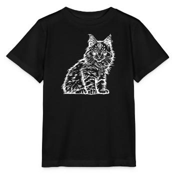 Maine Coon Katze Kater Haustier Stubentiger - Stanley/Stella Kinder T-Shirt MINI CREATOR  - Schwarz - Vorne - Mikhail (115cm)