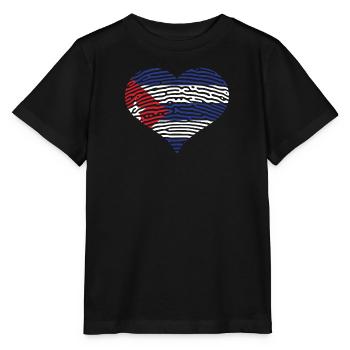 Kuba Flagge herz Fahne Kubaner - Stanley/Stella Kinder T-Shirt MINI CREATOR  - Schwarz - Vorne - Mikhail (115cm)