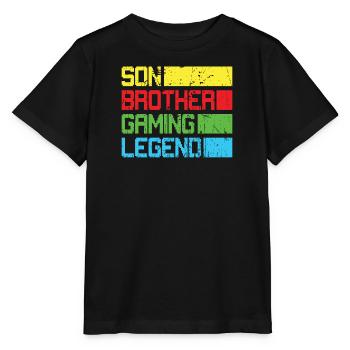 Son frère Gamer Légende Jeu Jeu vidéo Gamer - T-shirt bio MINI CREATOR Stanley/Stella Enfant - noir - Devant - Mikhail (115cm)