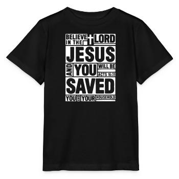 Christianisme Jésus Religion Foi Croix Prière - T-shirt bio MINI CREATOR Stanley/Stella Enfant - noir - Devant - Mikhail (115cm)