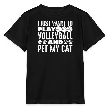 Volleyball Aufschlag Volleyballspieler Katze Mieze - Stanley/Stella Kinder T-Shirt MINI CREATOR  - Schwarz - Vorne - Mikhail (115cm)