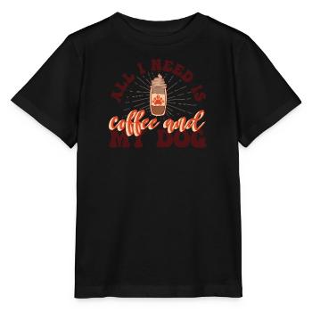 Coffee Cup Dog Coffee Lovers Statement - Stanley/Stella MINI CREATOR Kids’ T-Shirt - black - Front - Mikhail (115cm)