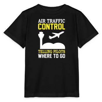 Air Traffic Controller Air Traffic Tower Controller Flight Attendant - Stanley/Stella MINI CREATOR Kids’ T-Shirt - black - Front - Mikhail (115cm)