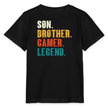 Son frère Gamer Légende Jeu Jeu vidéo Gamer - T-shirt bio MINI CREATOR Stanley/Stella Enfant - noir - Devant - Mikhail (115cm)