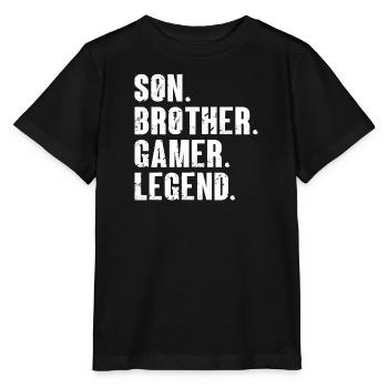 Son frère Gamer Légende Jeu Jeu vidéo Gamer - T-shirt bio MINI CREATOR Stanley/Stella Enfant - noir - Devant - Mikhail (115cm)