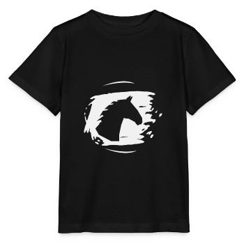 Pferd Hengst Ross Stute Reitsport - Stanley/Stella Kinder T-Shirt MINI CREATOR  - Schwarz - Vorne - Mikhail (115cm)