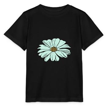 Flower, light blue, blue flower - Stanley/Stella MINI CREATOR Kids’ T-Shirt - black - Front - Mikhail (115cm)
