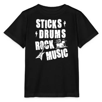 Bâtons Batterie Rock et Musiques - T-shirt bio MINI CREATOR Stanley/Stella Enfant - noir - Devant - Mikhail (115cm)