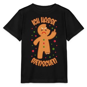 Lebkuchenmann Ich hasse Menschen Lustige Sprüche - Stanley/Stella Kinder T-Shirt MINI CREATOR  - Schwarz - Vorne - Mikhail (115cm)