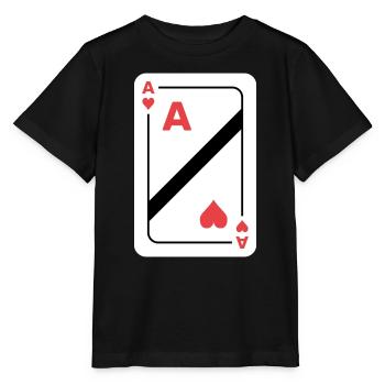 Herz As Spielkarte - Stanley/Stella Kinder T-Shirt MINI CREATOR  - Schwarz - Vorne - Mikhail (115cm)