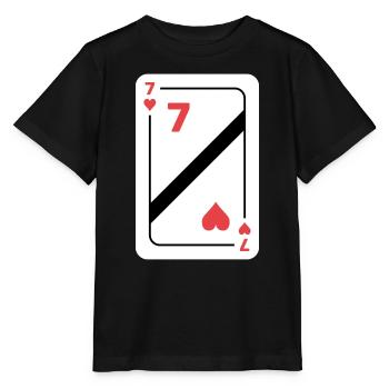 Herz Sieben Spielkarte Pokerkarte - Stanley/Stella Kinder T-Shirt MINI CREATOR  - Schwarz - Vorne - Mikhail (115cm)