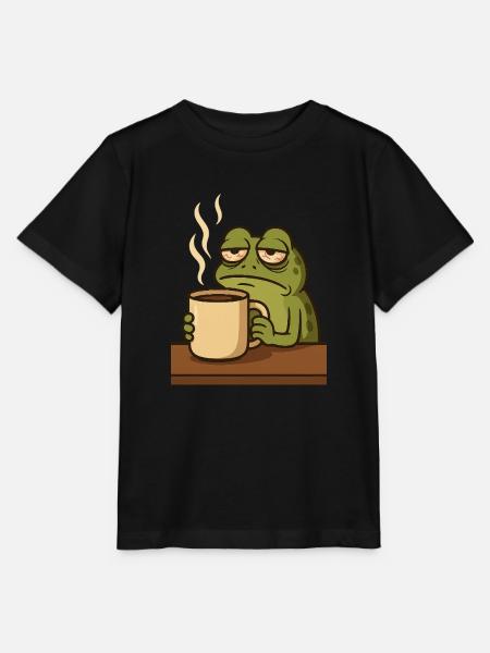 Frosch mit Kaffee - Stanley/Stella Kinder T-Shirt MINI CREATOR  - Schwarz