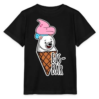 Eisbär in freier Wildbahn an der Eisdiele, LECKER! - Stanley/Stella MINI CREATOR Kids’ T-Shirt - black - Front - Mikhail (115cm)