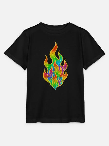 Regenbogenfeuer Glitzerflamme - Stanley/Stella Kinder T-Shirt MINI CREATOR - Schwarz